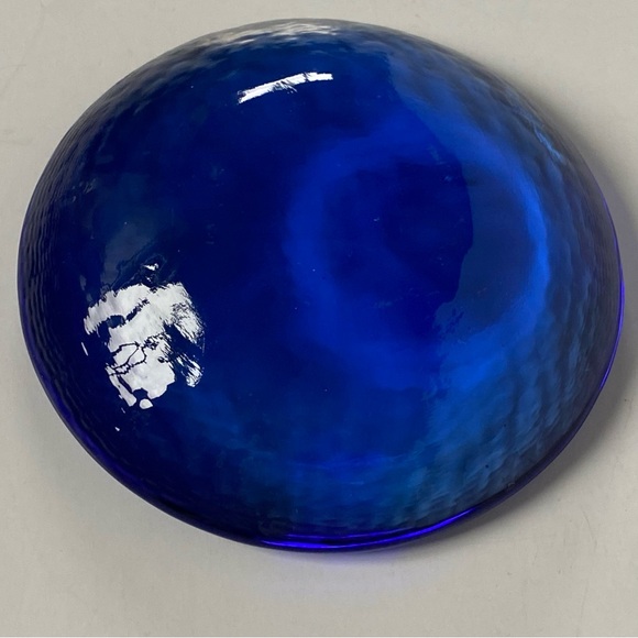 Fire And Light Candle Holder Disc Cobalt Blue Recycled Glass Stand Art 4.25” EUC - Picture 14 of 16